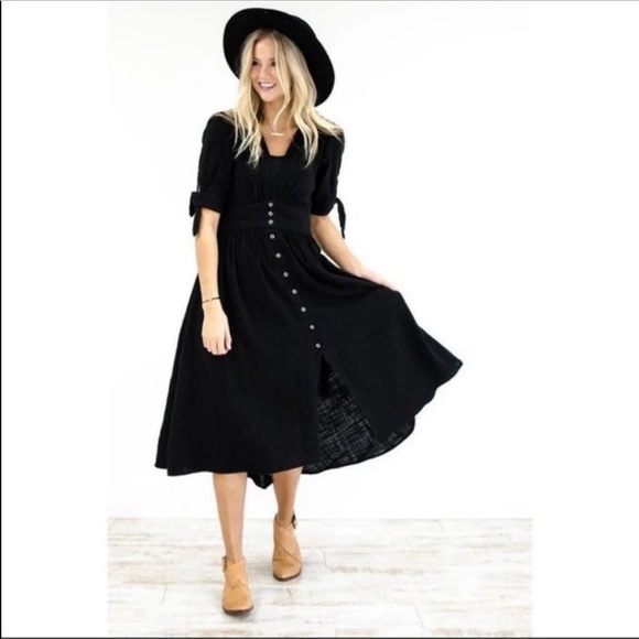 Free People Dresses & Skirts - Love Of My Life Deep V-Neck Short Tie Slee…